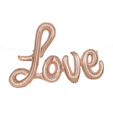 Air Filled 'Love' Foil Balloon Rose Gold 90cm #53687