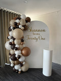 White, Black, Beige, Pink, Blue or Lilac Arch Backdrop Wall Hire with Balloon Garland #WHBD