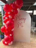 White, Black, Beige, Pink, Blue or Lilac Arch Backdrop Wall Hire with Balloon Garland #WHBD