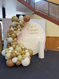 White Acrylic Wall with Organic Balloon Garland HIRE