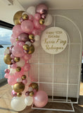 Mesh Arch White or Black or White French Window Backdrop with Balloon Garland HIRE