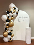 White, Black, Beige, Pink, Blue or Lilac Arch Backdrop Wall Hire with Balloon Garland #WHBD