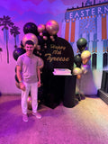 White, Black, Beige, Pink, Blue or Lilac Arch Backdrop Wall Hire with Balloon Garland #WHBD