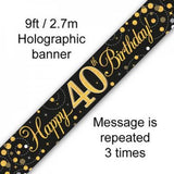 Sparkling Fizz Black & Gold Banner 2.7m 40th Birthday #625563
