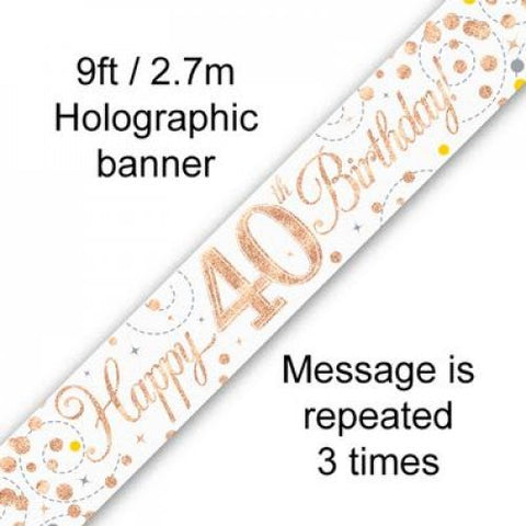 Sparkling Fizz Rose Gold Banner 2.7m 40th Birthday #625563