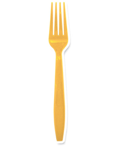 Yellow Reusable Plastic Cutlery Forks 20pk #386225