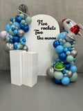 White, Black, Beige, Pink, Blue or Lilac Arch Backdrop Wall Hire with Balloon Garland #WHBD