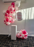 Mesh Arch White or Black or White French Window Backdrop with Balloon Garland HIRE