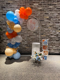 Mesh Arch White or Black or White French Window Backdrop with Balloon Garland HIRE