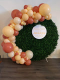 Round Green Wall with Organic Balloon Garland, HIRE ITEM Price From