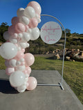 Mesh Arch White or Black or White French Window Backdrop with Balloon Garland HIRE