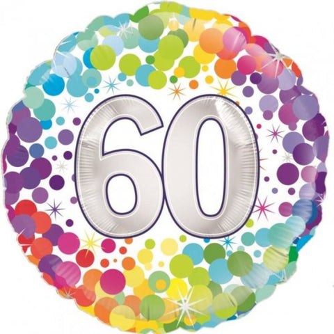 60 60th Colourful Confetti Foil Balloon 45cm #226980