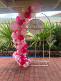 Mesh Arch White or Black or White French Window Backdrop with Balloon Garland HIRE