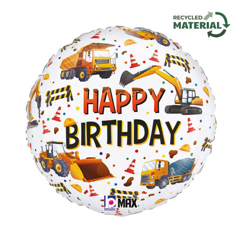 Construction Equipment Birthday Foil 46cm (18") INFLATED #264987