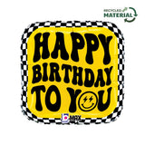 Smiley Checkerboard Birthday Foil 46cm (18") INFLATED #265363