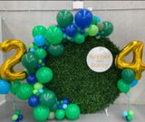 Round Green Wall with Organic Balloon Garland, HIRE ITEM Price From