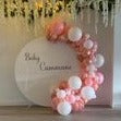 White Acrylic Wall with Organic Balloon Garland HIRE