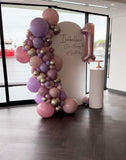 White, Black, Beige, Pink, Blue or Lilac Arch Backdrop Wall Hire with Balloon Garland #WHBD