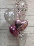 Big Confetti 40cm with 1 Foil  & 3 Std Latex Balloons Bouquet With or Without Personalisation #confettiT3foilboq