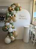 White, Black, Beige, Pink, Blue or Lilac Arch Backdrop Wall Hire with Balloon Garland #WHBD