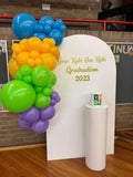 White, Black, Beige, Pink, Blue or Lilac Arch Backdrop Wall Hire with Balloon Garland #WHBD