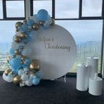 White Acrylic Wall with Organic Balloon Garland HIRE