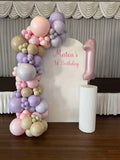 White, Black, Beige, Pink, Blue or Lilac Arch Backdrop Wall Hire with Balloon Garland #WHBD