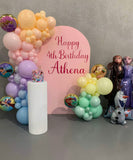 White, Black, Beige, Pink, Blue or Lilac Arch Backdrop Wall Hire with Balloon Garland #WHBD