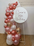 Easel  and Disc with  Balloon Garland HIRE Price from