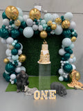 Green Wall Square Backdrop with Balloon Garland HIRE ITEM, price from