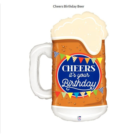 Cheers Birthday Beer Foil Shape 86cm (34") INFLATED #35562