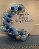 White Acrylic Wall with Organic Balloon Garland HIRE