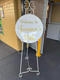 Easel  and Disc with  Balloon Garland HIRE Price from