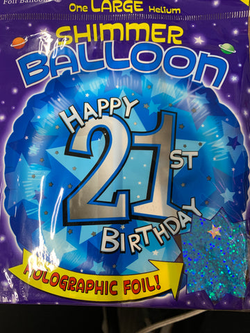 45cm Foil 21st Birthday Blue #293640