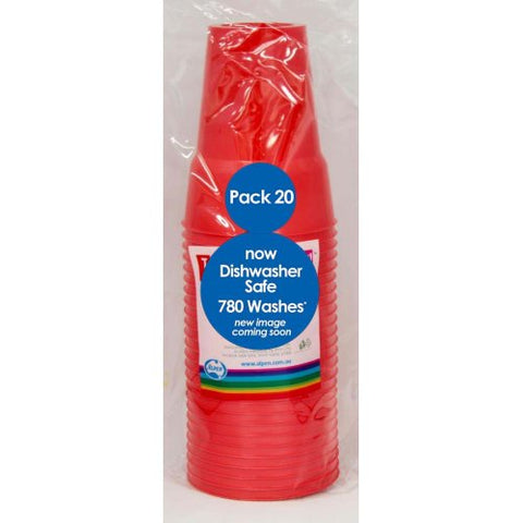 Red Reusable Plastic Cups 285ml 25pk #851167
