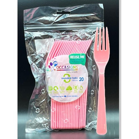 Light Pink Reusable Plastic Cutlery Forks 20 pack #386204