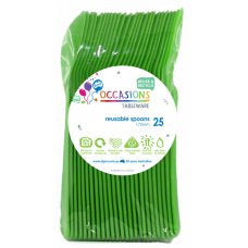 Lime Green Reusable Plastic Cutlery Dessert Spoons 20pk #386322
