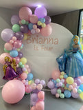 White Acrylic Wall with Organic Balloon Garland HIRE