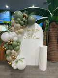 White, Black, Beige, Pink, Blue or Lilac Arch Backdrop Wall Hire with Balloon Garland #WHBD
