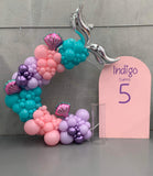 Round Mesh Wall with Organic Balloon Garland HIRE ITEM