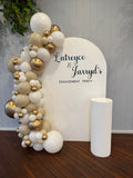 White, Black, Beige, Pink, Blue or Lilac Arch Backdrop Wall Hire with Balloon Garland #WHBD