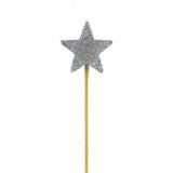 Silver Glitter Long Stick Candle STAR #447250