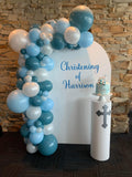 White, Black, Beige, Pink, Blue or Lilac Arch Backdrop Wall Hire with Balloon Garland #WHBD