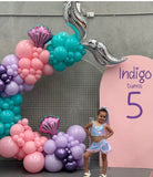 Round Mesh Wall with Organic Balloon Garland HIRE ITEM