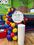 Easel  and Disc with  Balloon Garland HIRE Price from