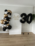 White, Black, Beige, Pink, Blue or Lilac Arch Backdrop Wall Hire with Balloon Garland #WHBD