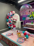 White, Black, Beige, Pink, Blue or Lilac Arch Backdrop Wall Hire with Balloon Garland #WHBD