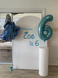 White, Black, Beige, Pink, Blue or Lilac Arch Backdrop Wall Hire with Balloon Garland #WHBD