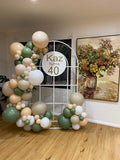 Mesh Arch White or Black or White French Window Backdrop with Balloon Garland HIRE