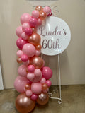 Easel  and Disc with  Balloon Garland HIRE Price from